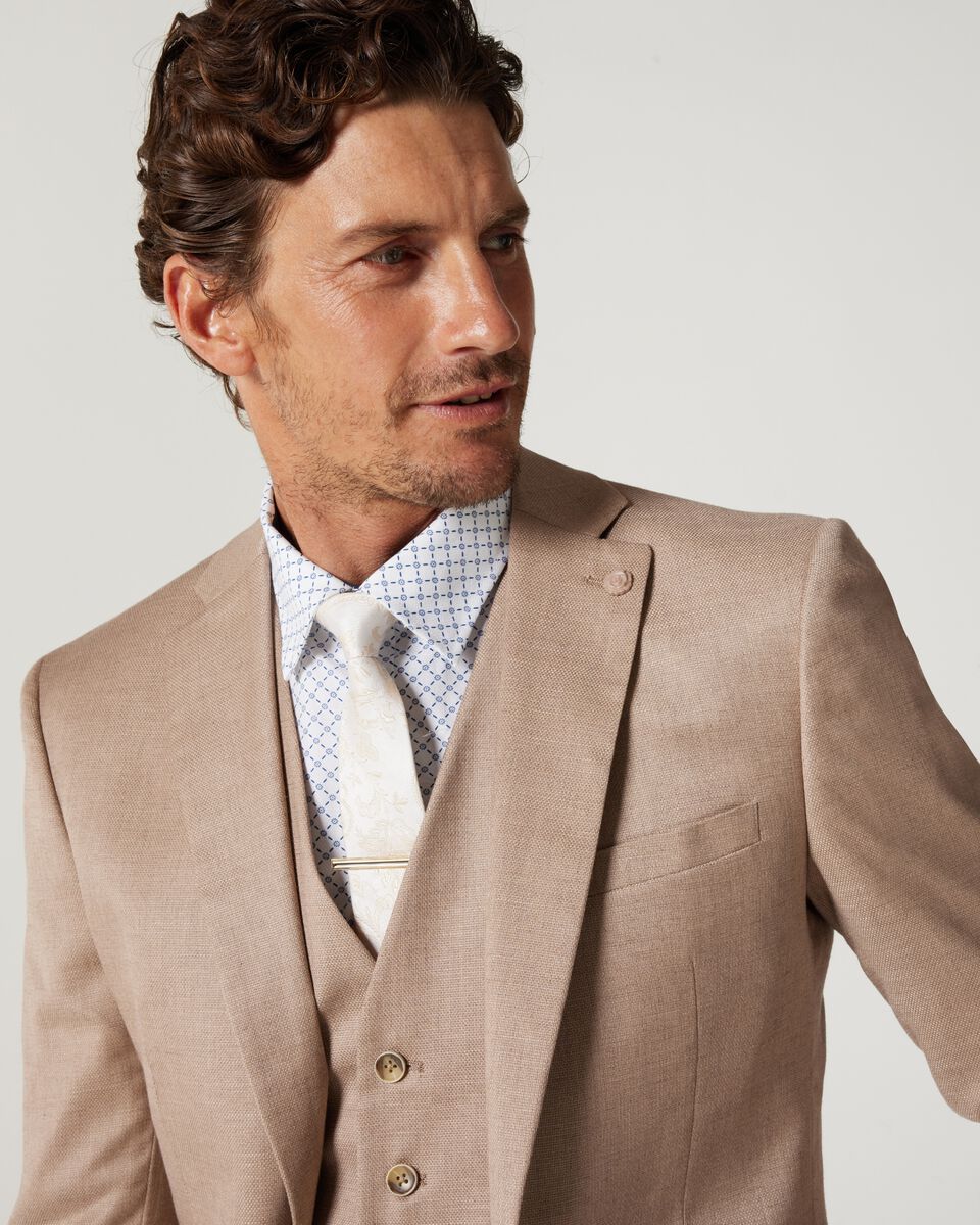 Biscuit Slim Stretch Textured Tailored Jacket